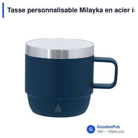 Tasse personnalisable Milayka en acier inoxydable recyclé avec logo