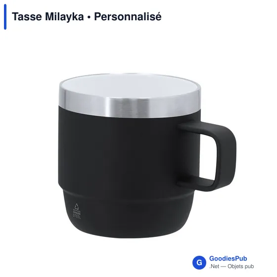 Tasse personnalisable Milayka en acier inoxydable recyclé avec logo - Image 8