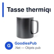 Tasse thermique personnalisable en acier inoxydable - Tasse Thermique Hannaavec logo - Miniature 1