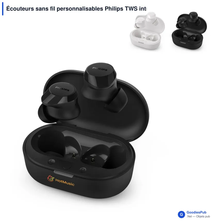 Écouteurs sans fil personnalisables Philips TWS intra-auriculaires avec logo - TAT1209 - Image 1
