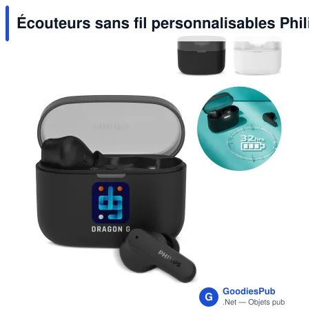 Écouteurs sans fil personnalisables Philips intra-auriculaires avec logo - TAT2000