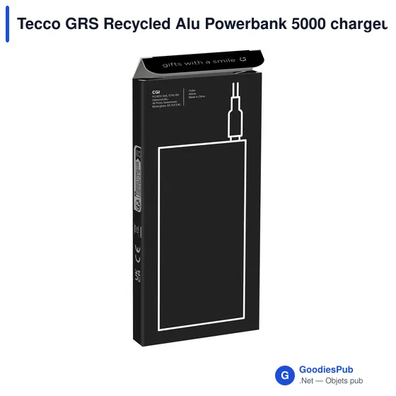 Chargeur externe personnalisable Tecco GRS Recycled Alu Powerbank 5000avec logo - Image 11