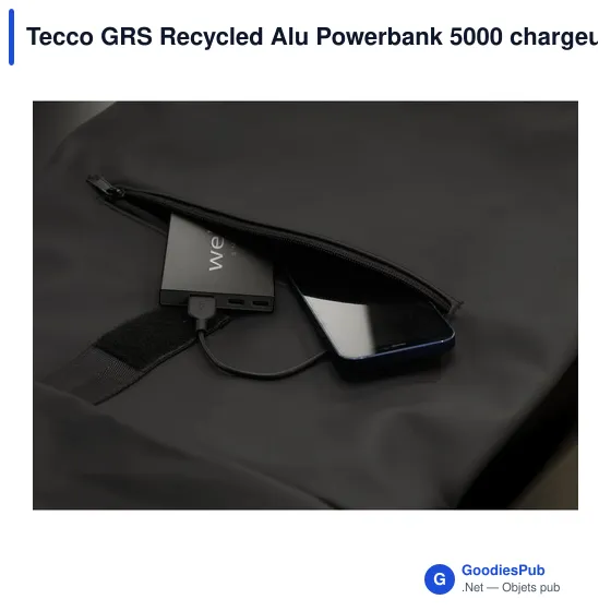 Chargeur externe personnalisable Tecco GRS Recycled Alu Powerbank 5000avec logo - Image 12