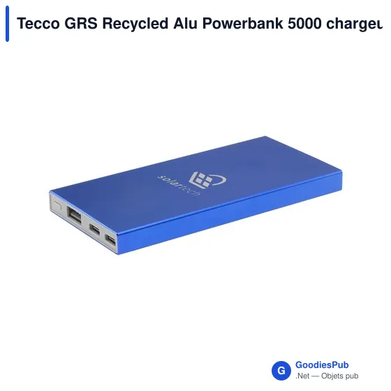Chargeur externe personnalisable Tecco GRS Recycled Alu Powerbank 5000avec logo - Image 5