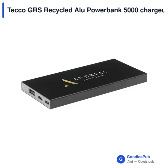 Chargeur externe personnalisable Tecco GRS Recycled Alu Powerbank 5000avec logo - Image 7