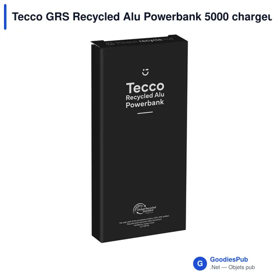 Chargeur externe personnalisable Tecco GRS Recycled Alu Powerbank 5000avec logo - Image 10