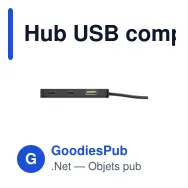 Hub USB compact personnalisable en aluminium recyclé - Tecco GRSavec logo - Miniature 2
