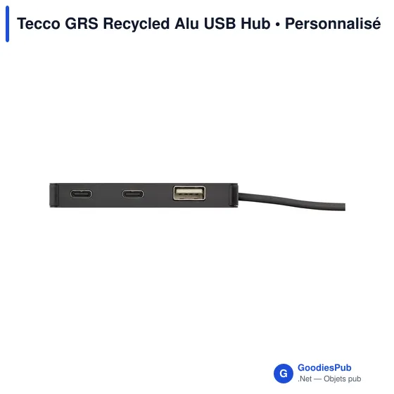 Hub USB compact personnalisable en aluminium recyclé - Tecco GRSavec logo - Image 2