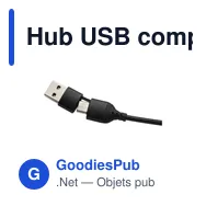 Hub USB compact personnalisable en aluminium recyclé - Tecco GRSavec logo - Miniature 4
