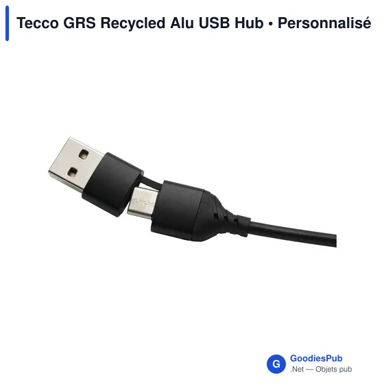 Hub USB compact personnalisable en aluminium recyclé - Tecco GRSavec logo - Image 4