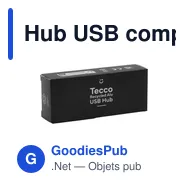 Hub USB compact personnalisable en aluminium recyclé - Tecco GRSavec logo - Miniature 5
