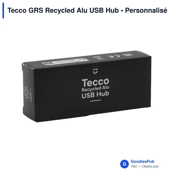 Hub USB compact personnalisable en aluminium recyclé - Tecco GRSavec logo - Image 5