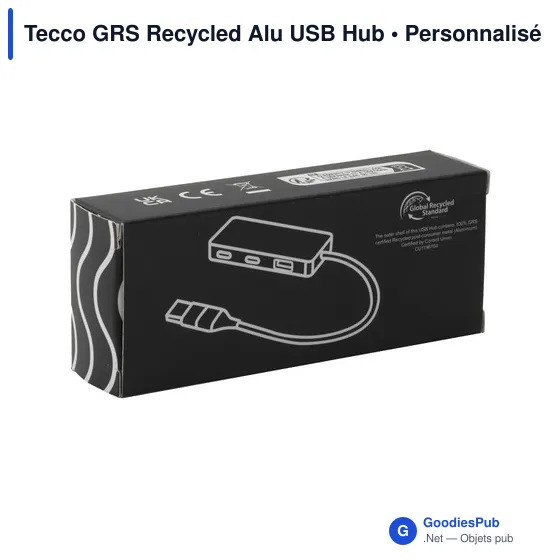 Hub USB compact personnalisable en aluminium recyclé - Tecco GRSavec logo - Image 6