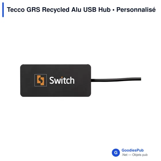 Hub USB compact personnalisable en aluminium recyclé - Tecco GRSavec logo - Image 8