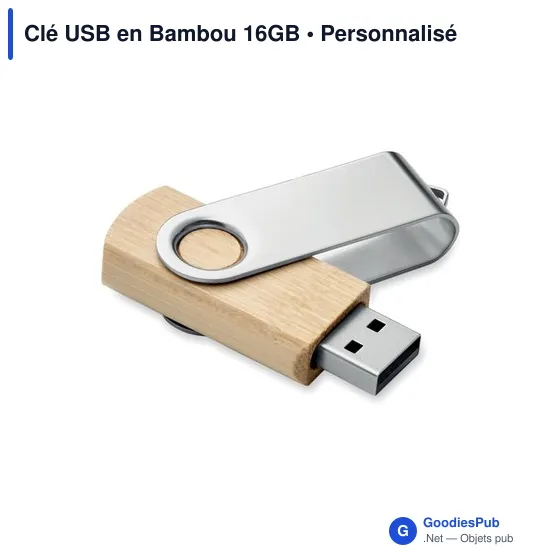 Clé USB personnalisable en Bambou 16GB avec logo - TECHMATE BAMBOO - Image 3