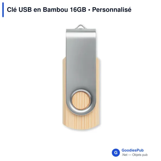 Clé USB personnalisable en Bambou 16GB avec logo - TECHMATE BAMBOO - Image 4
