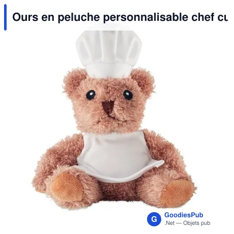 Ours en peluche personnalisable chef cuisinier - TEDDCHEFavec logo