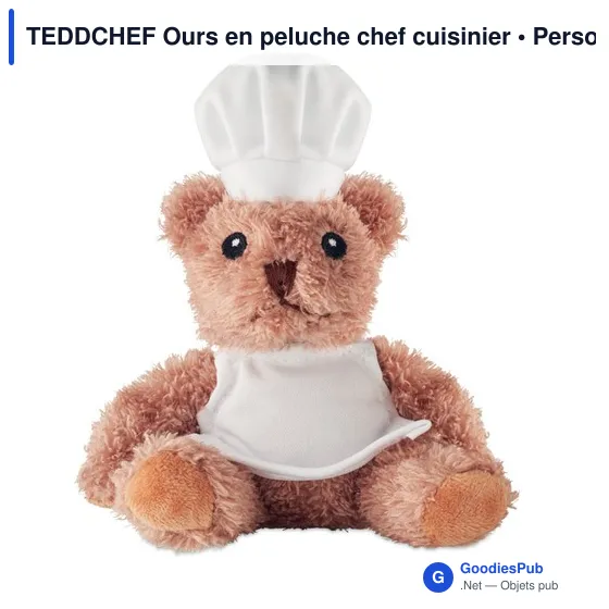 Ours en peluche personnalisable chef cuisinier - TEDDCHEFavec logo - Image 1