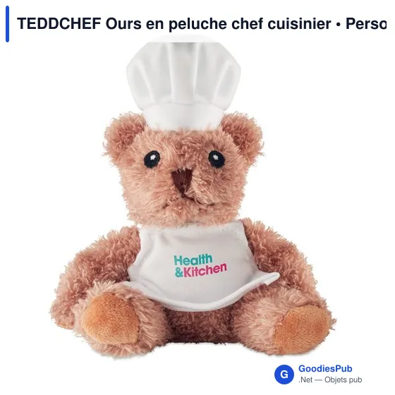 Ours en peluche personnalisable chef cuisinier - TEDDCHEFavec logo - Image 3