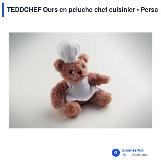 Ours en peluche personnalisable chef cuisinier - TEDDCHEFavec logo - Image 4