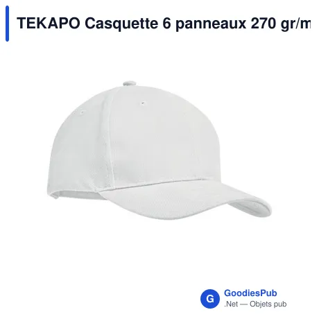 TEKAPO Casquette 6 panneaux 270 gr/m