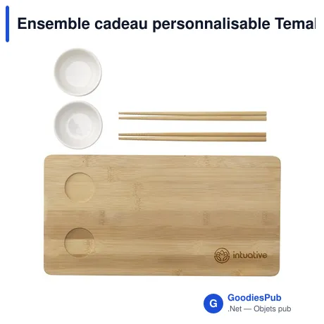 Ensemble cadeau personnalisable Temaki Bamboo Sushi Tray avec logo