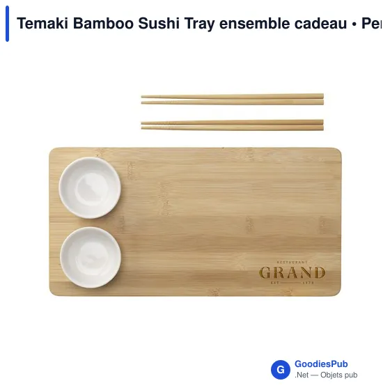 Ensemble cadeau personnalisable Temaki Bamboo Sushi Tray avec logo - Image 5