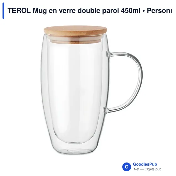 Mug en verre double paroi personnalisable avec logo - TEROL - Image 1