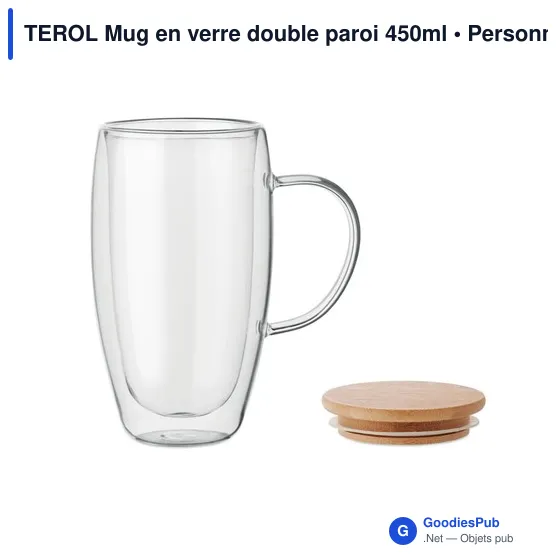 Mug en verre double paroi personnalisable avec logo - TEROL - Image 2
