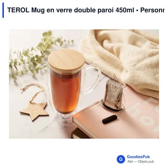 Mug en verre double paroi personnalisable avec logo - TEROL - Image 4