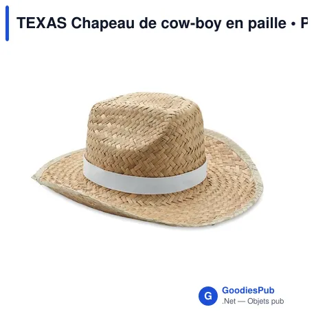 TEXAS Chapeau de cow-boy en paille