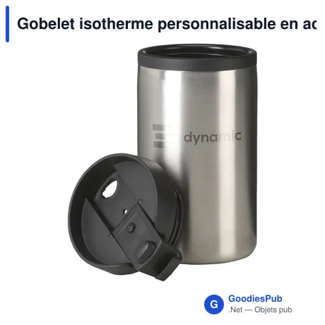 Gobelet isotherme personnalisable en acier inoxydable recyclé - Thermo Canavec logo