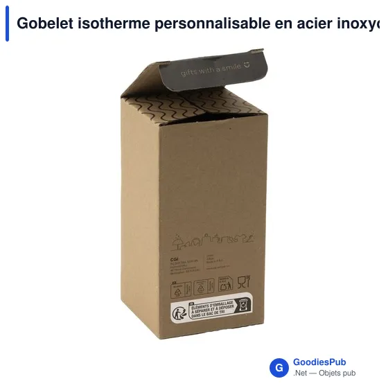 Gobelet isotherme personnalisable en acier inoxydable recyclé - Thermo Canavec logo - Image 11