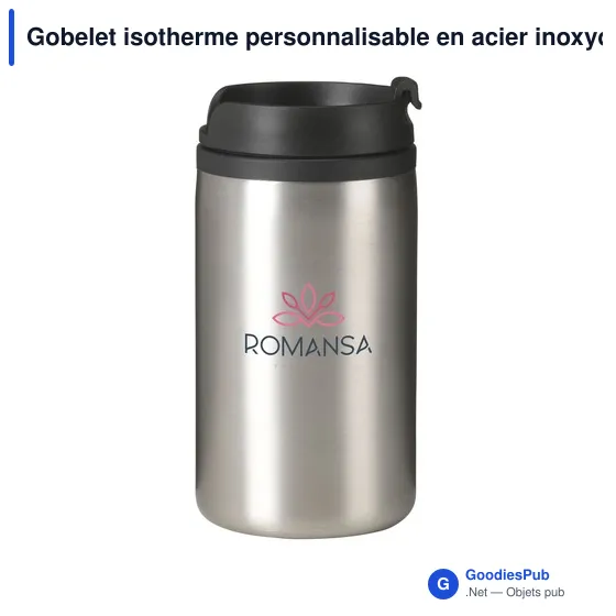 Gobelet isotherme personnalisable en acier inoxydable recyclé - Thermo Canavec logo - Image 6