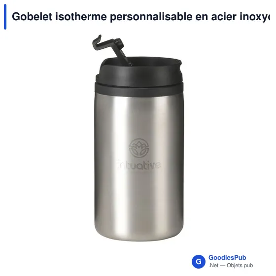 Gobelet isotherme personnalisable en acier inoxydable recyclé - Thermo Canavec logo - Image 7