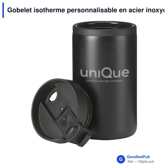 Gobelet isotherme personnalisable en acier inoxydable recyclé - Thermo Canavec logo - Image 9