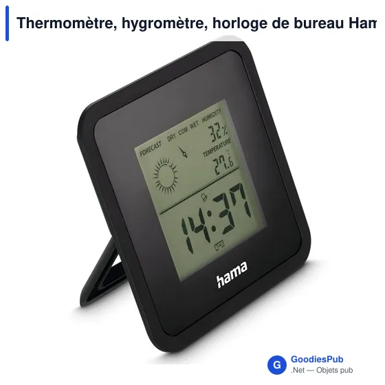Thermomètre, hygromètre, horloge de bureau Hama Borneo - Image 1