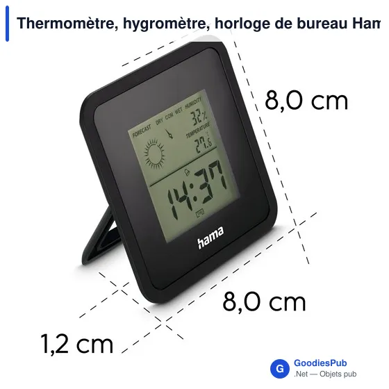 Thermomètre, hygromètre, horloge de bureau Hama Borneo - Image 4