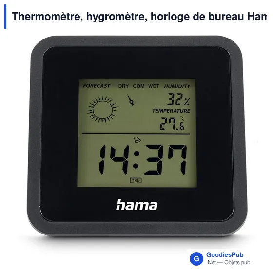Thermomètre, hygromètre, horloge de bureau Hama Borneo - Image 5