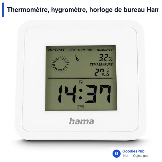 Thermomètre, hygromètre, horloge de bureau Hama Borneo - Image 9