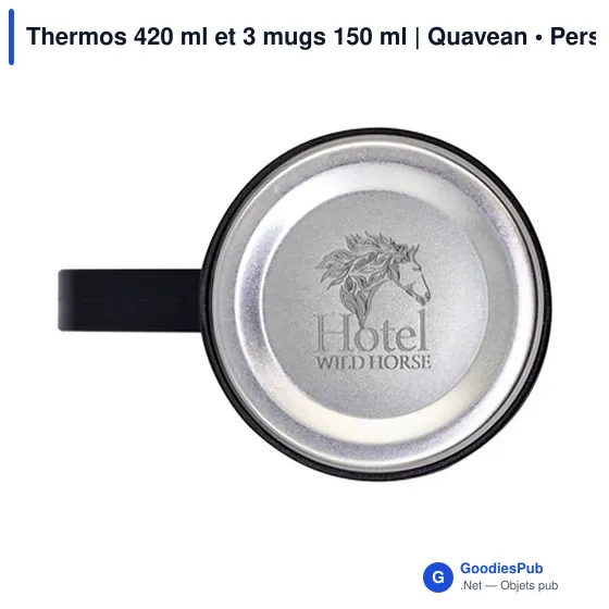 Thermos personnalisable 420 ml et 3 mugs pour logo | Quavean - Image 11