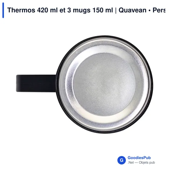 Thermos personnalisable 420 ml et 3 mugs pour logo | Quavean - Image 12