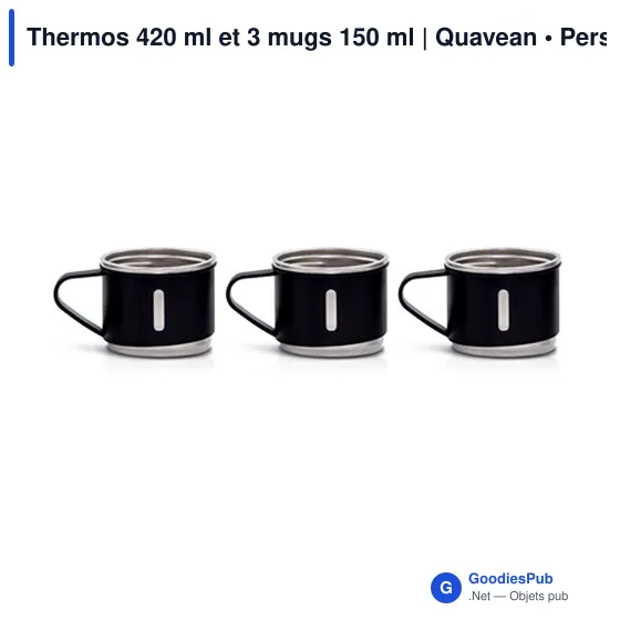 Thermos personnalisable 420 ml et 3 mugs pour logo | Quavean - Image 6