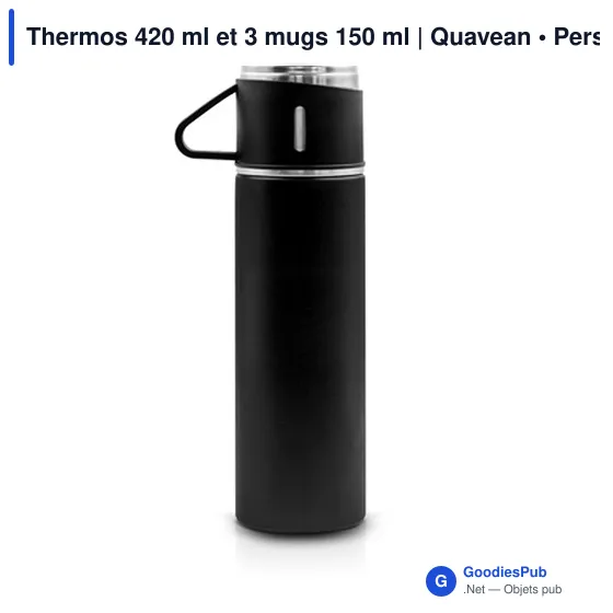 Thermos personnalisable 420 ml et 3 mugs pour logo | Quavean - Image 7