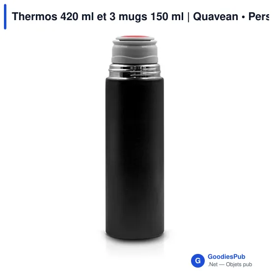 Thermos personnalisable 420 ml et 3 mugs pour logo | Quavean - Image 8