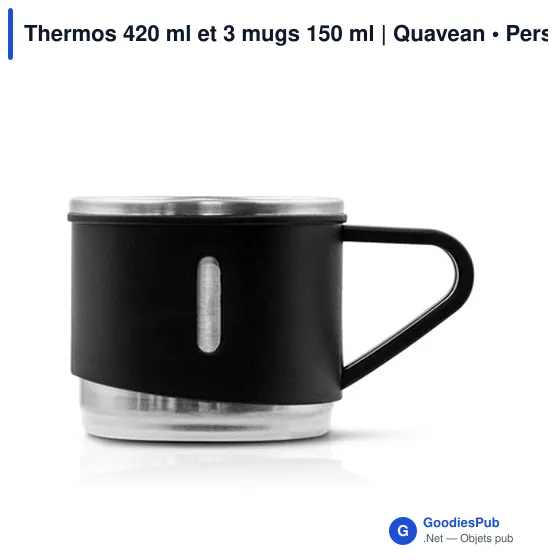 Thermos personnalisable 420 ml et 3 mugs pour logo | Quavean - Image 9
