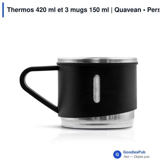Thermos personnalisable 420 ml et 3 mugs pour logo | Quavean - Image 10