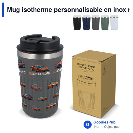 Mug isotherme personnalisable en inox recyclé 400 ml avec logo - Café à emporter