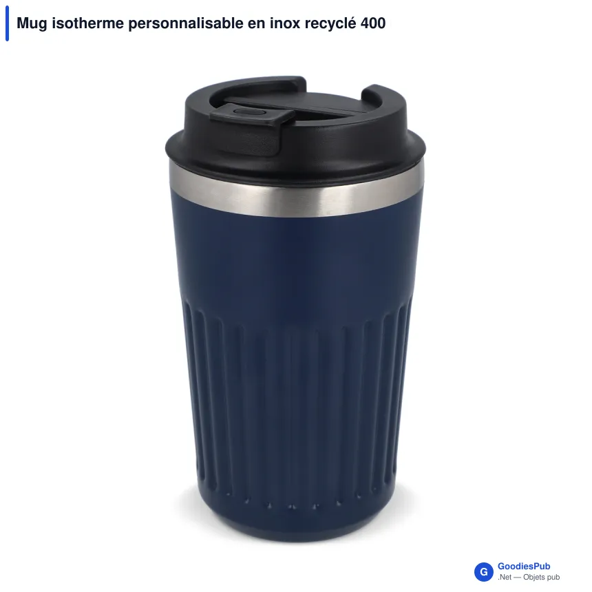 Mug isotherme personnalisable en inox recyclé 400 ml avec logo - Café à emporter - Image 5