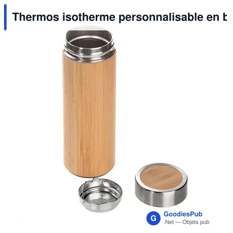 Thermos isotherme personnalisable en bambou 350 ml avec logo